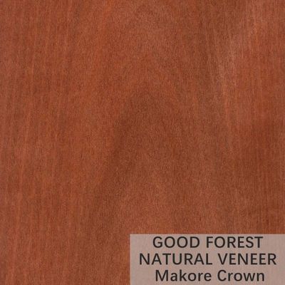 สี Makore ไม้วีเนียร์ไม้ธรรมชาติ Crown Cut Grain Customized Service