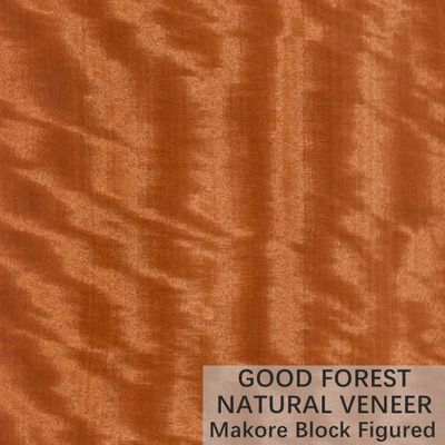 สี Makore ไม้วีเนียร์ไม้ธรรมชาติ Crown Cut Grain Customized Service