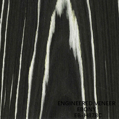 Man Made Ebony Wood Veneer Flat Cut Crown Grain H878C สีดำและสีขาวสำหรับโรงแรม