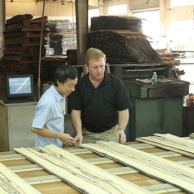 ตู้ / บานตู้ คอนทราสเส้นดำ ลายมงกุฎ วีเนียร์ไม้สักธรรมชาติ 0.15-0.55มม.