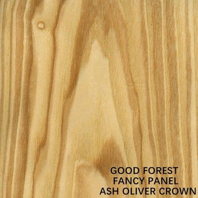 MDF แฟนซีบอร์ด Natural Ash Oliver Wood Veneer Crown Grain 9mm/18mm Thickness Standard Size Can Be Paint-Free