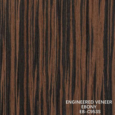Recon Ebony Wood Veneer Slice Cut Straight Grain Double Color สําหรับการตกแต่งหน้าประตูและตู้