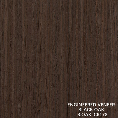 แฟนซีวิศวกรรมไม้ Veneer ผืนสีดํา Oak สีตรงเมล็ดตัดตัด Splicing 1220mm