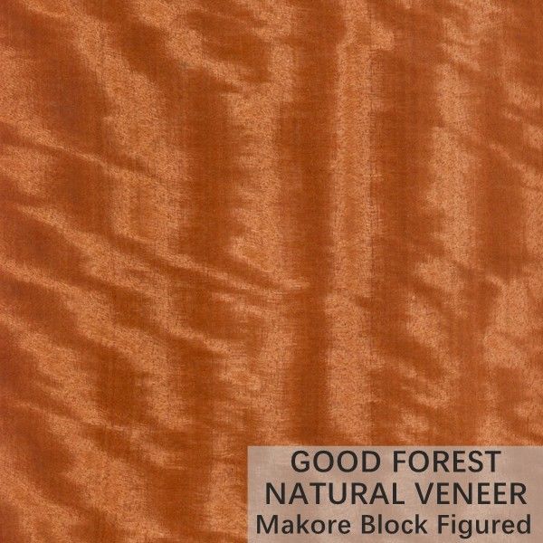 สี Makore ไม้วีเนียร์ไม้ธรรมชาติ Crown Cut Grain Customized Service