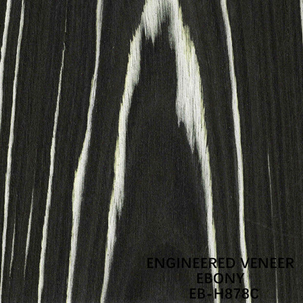 Man Made Ebony Wood Veneer Flat Cut Crown Grain H878C สีดำและสีขาวสำหรับโรงแรม