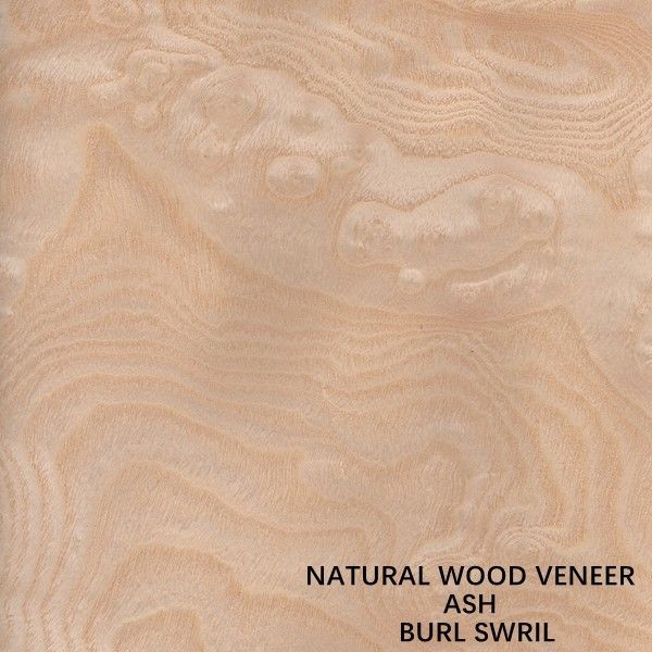 FSC Natural White Ash Burl Veneer ลายเกลียว Grain เกรด A สำหรับตกแต่งโรงแรม ความหนา 0.5-0.55mm
