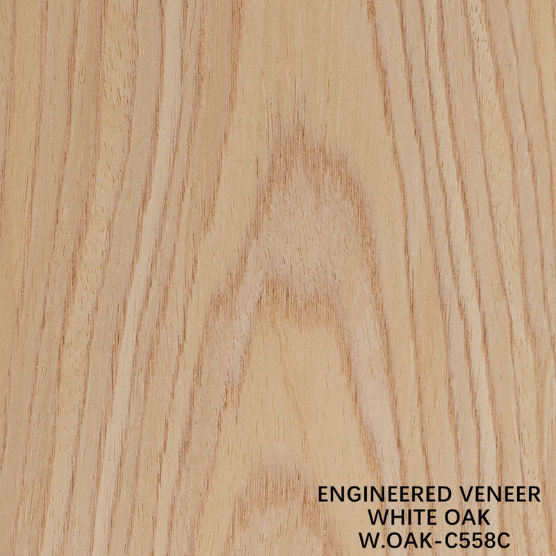 ขาวโอ๊ควิศวกรรมไม้ Flat Cut Veneer Crown Grain 558C สําหรับตกแต่งโรงแรม