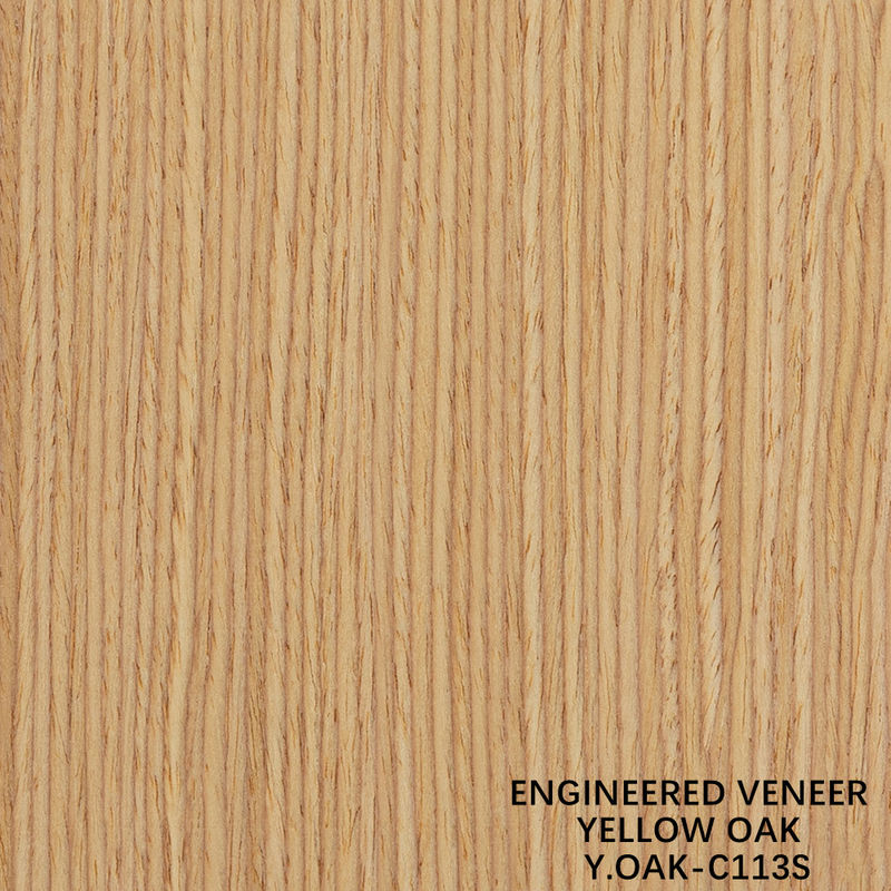Recon Wood Veneer Yellow Oak Vertical Grain Quarter Cut 3050*640mm สําหรับกระดาษตกแต่งโรงแรม กลับประเทศจีนผู้ผลิต