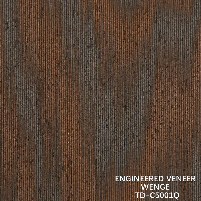 Recon Wenge Wood Veneer ความหนาเส้นละเอียด 0.15-1.8 มิลลิเมตร Fleeced Back สําหรับประตูและหน้าต่างภายใน