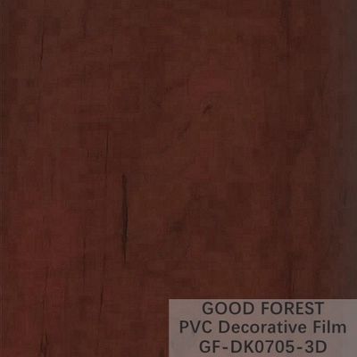 ฟิล์มภายใน PVC ODM พุพองลายไม้ตกแต่งสีแดง